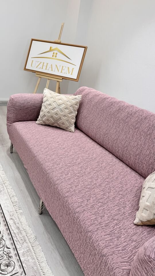 Jakarli 2kişilik Orta Boy Koltuk Örtüsü, Çekyat Kanepe Kılıfı (1ADET ÜRÜN FİYATIDIR) pudra