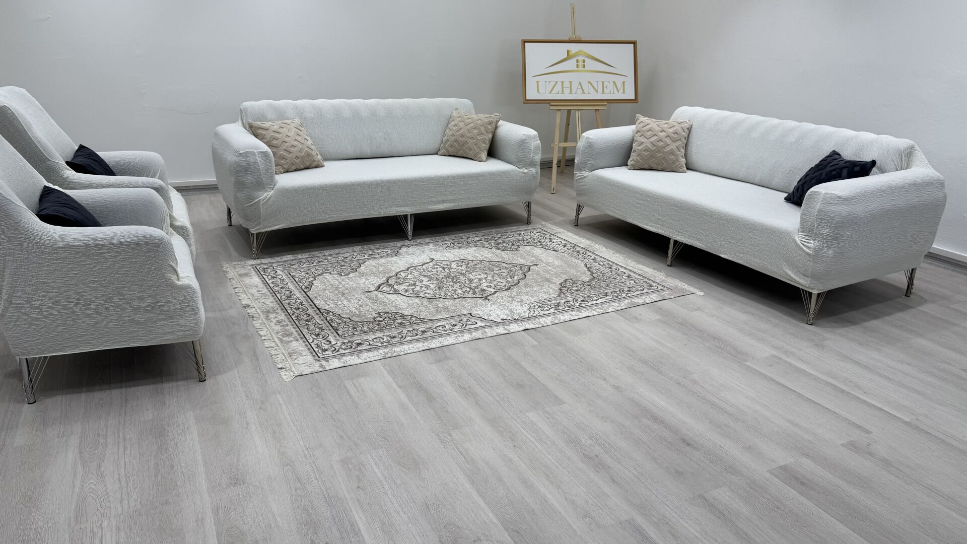 Ağaç Kabuğu Desen Koltuk Kılıfı 3.3.1.1 Koltuk Örtüsü Takımı krem