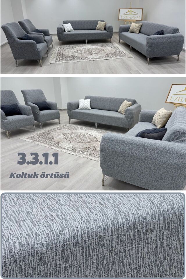 Ağaç Kabuğu Desen Koltuk Kılıfı 3.3.1.1 Koltuk Örtüsü Takımı gri