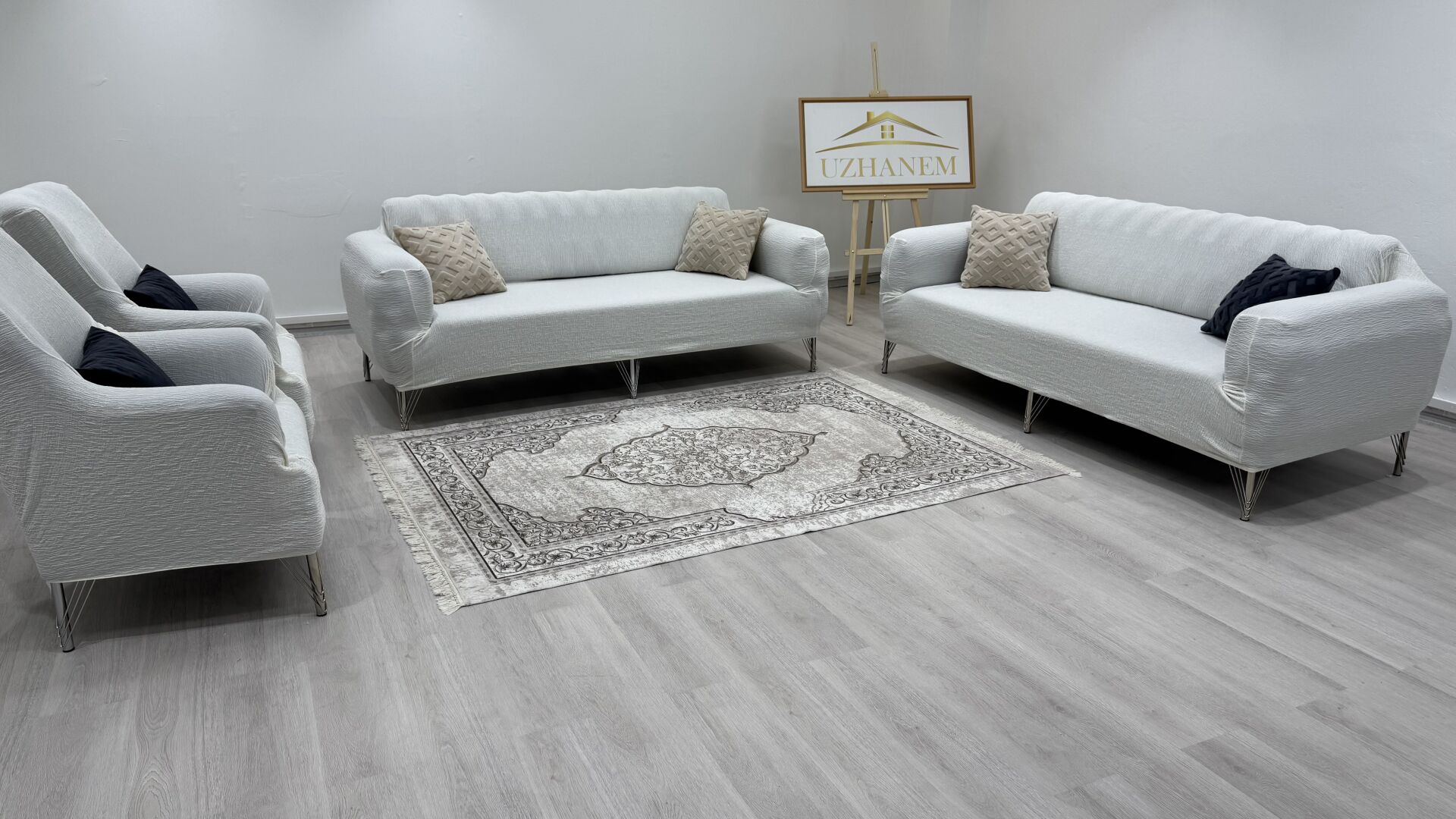 Ağaç Kabuğu Desen Koltuk Kılıfı 3.3.1.1 Koltuk Örtüsü Takımı krem
