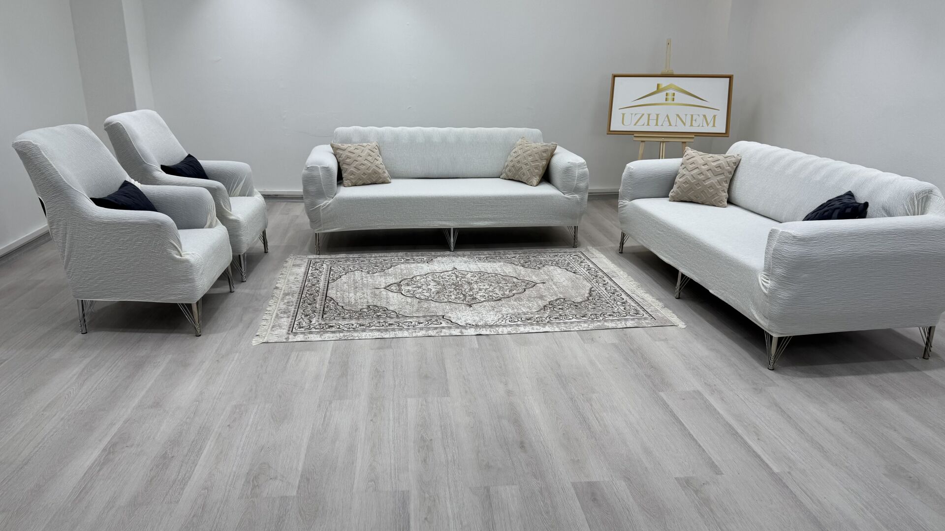 Ağaç Kabuğu Desen Koltuk Kılıfı 3.3.1.1 Koltuk Örtüsü Takımı krem