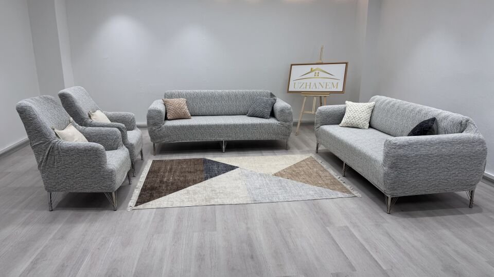 Ağaç Kabuğu Desen Koltuk Kılıfı 3.3.1.1 Koltuk Örtüsü Takımı Taş Gri