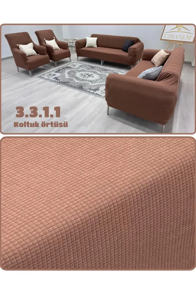 Likrali Koltuk Örtüsü Takımı 3 3 1 1 Koltuk Kılıfı Takımı Ev Tekstili Ürünü
