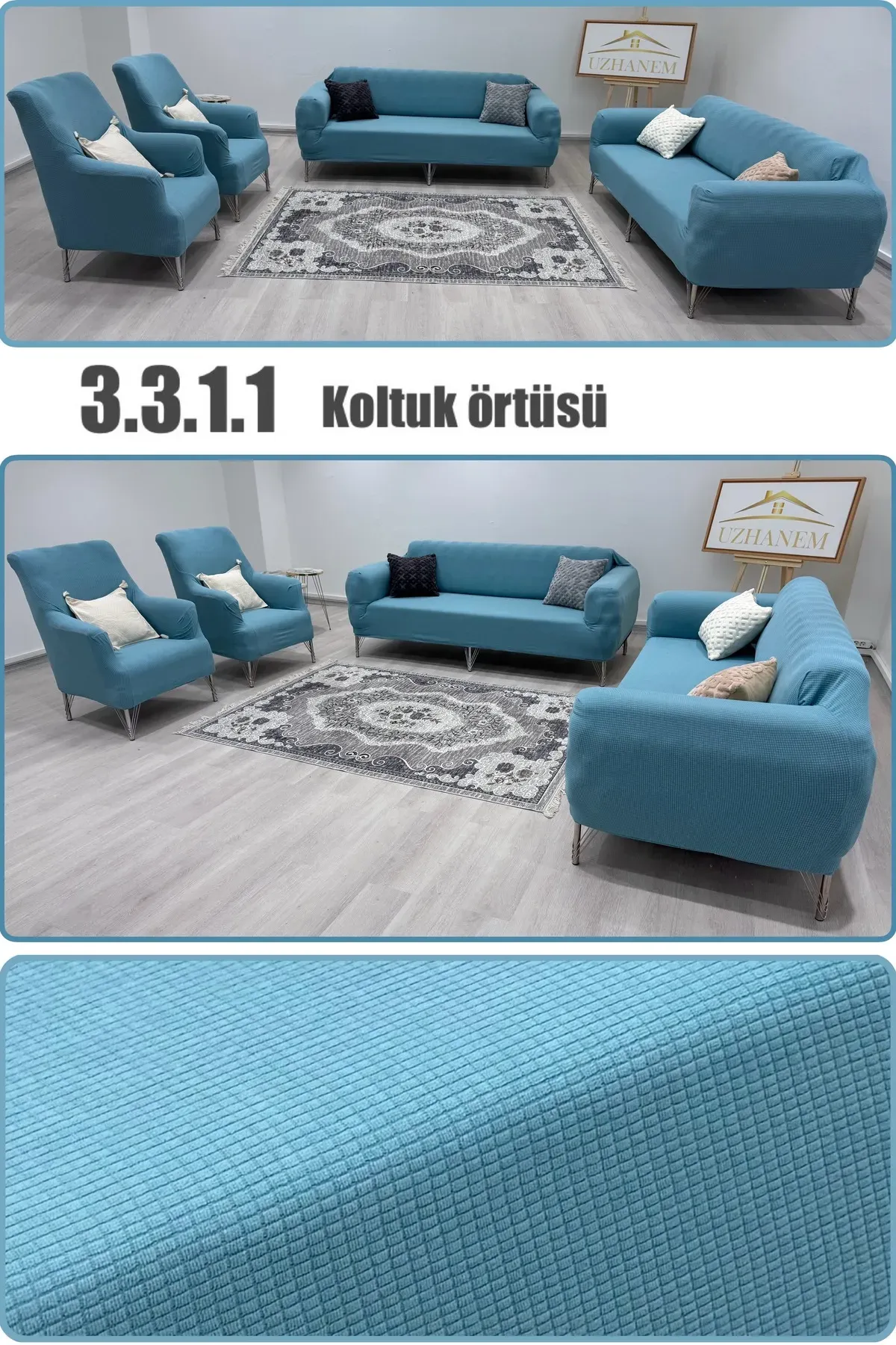 Likrali Koltuk Örtüsü Takımı 3 3 1 1 Koltuk Kılıfı Takımı Ev Tekstili Ürünü