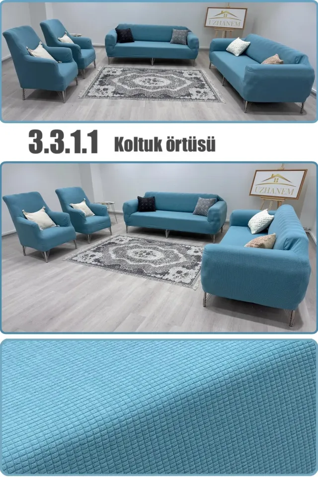 Likrali Koltuk Örtüsü Takımı 3 3 1 1 Koltuk Kılıfı Takımı Ev Tekstili Ürünü